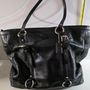 Coach Black Leather Double Strap Shoulder Tote F11525